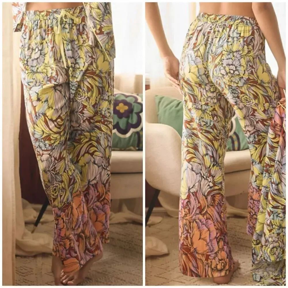 Alexandra Farmer Anthropologie XS Printed Wide Leg Pajama Bottoms